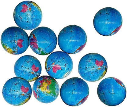 2.48'' Mini Squeezable Globe Stress Balls,Tension Reliver Balls,Party Favor,Soft PU Globe Ball,Earth Pattern,Party Toys