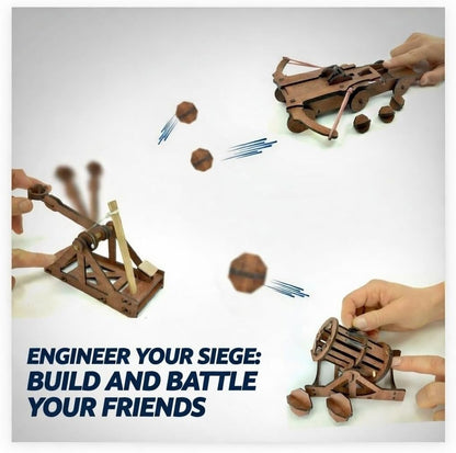 PATHFINDERS Leonardo Da Vinci weapons mini model kits catapult crossbow bombard set of 3 Engineering kits Educational Toys for Kids Science kit for Kids Age 8-10 10-12 stem Projects Wood Building Kits