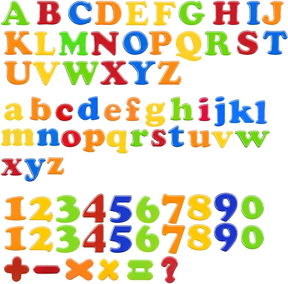 RAEQKS Magnetic Letters Numbers Alphabet ABC Colorful 123 Refrigerator Fridge Magnets for Vocabulary Educational Toy Set Preschool Learning Spelling Counting Game Uppercase Lowercase for Kids Age 3+