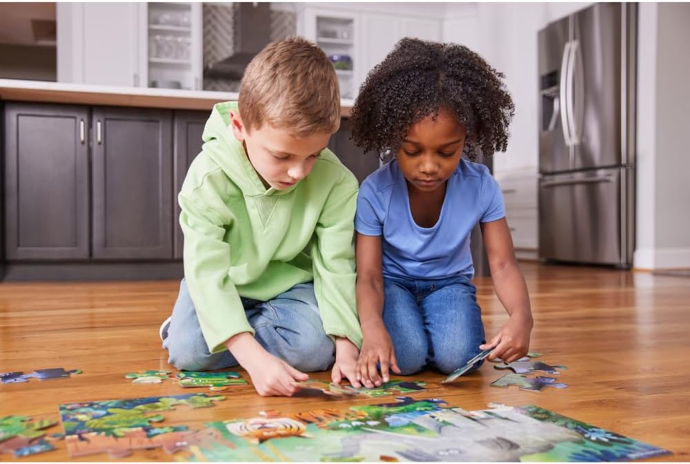 Crocodile Creek 36-Piece Jigsaw Floor Puzzle - Shark Reef - for Kids Ages 3-5 - Heavy-Duty Shaped Box for Storage - 24" W x 18" H Finished