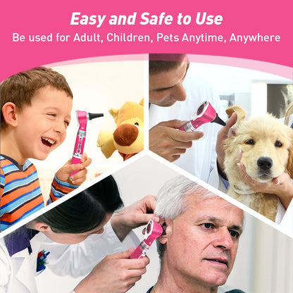 Scian Otoscope - Ear Scope with Light, Ear Infection Detector and Pocket Ear Checker Kit with 3X Magnify Lens, Suitable for Kids, Adults, Doctors, Pets(Pink)