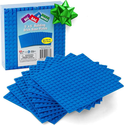 Classic Baseplates for Building Bricks - Set of 10 Sand 5"x5" Building Plates- Dual Connectivity, Build on Both Sides- Compatible, Tight Fit w Major Brands- Creative STEM Toy & Kids Bday Gift (Sand)