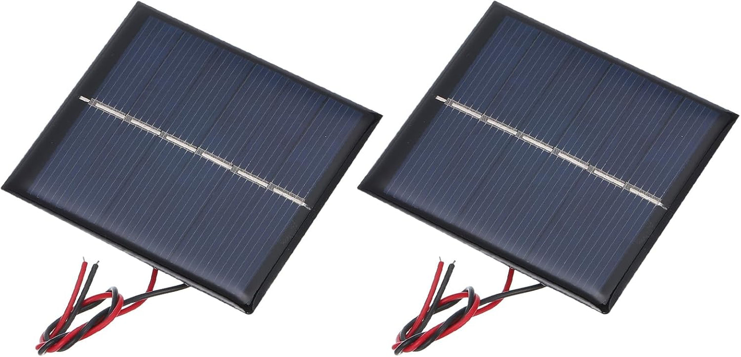 MECCANIXITY 2 Pcs 5.5V 0.44W 70mA Mini Solar Panels, Small Polycrystalline Solar Cell Panel with 2 Cable for DIY Electric Toy Materials Kits Charger, 60mm x 60mm