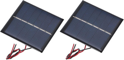 MECCANIXITY 2 Pcs 5.5V 0.44W 70mA Mini Solar Panels, Small Polycrystalline Solar Cell Panel with 2 Cable for DIY Electric Toy Materials Kits Charger, 60mm x 60mm