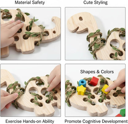 Eray Wooden Unicorn Lacing Montessori braiding Toys for Kids DIY Toy Plane Activities Car Travel Toy Educational Learning Threading for Fine Motor Skills