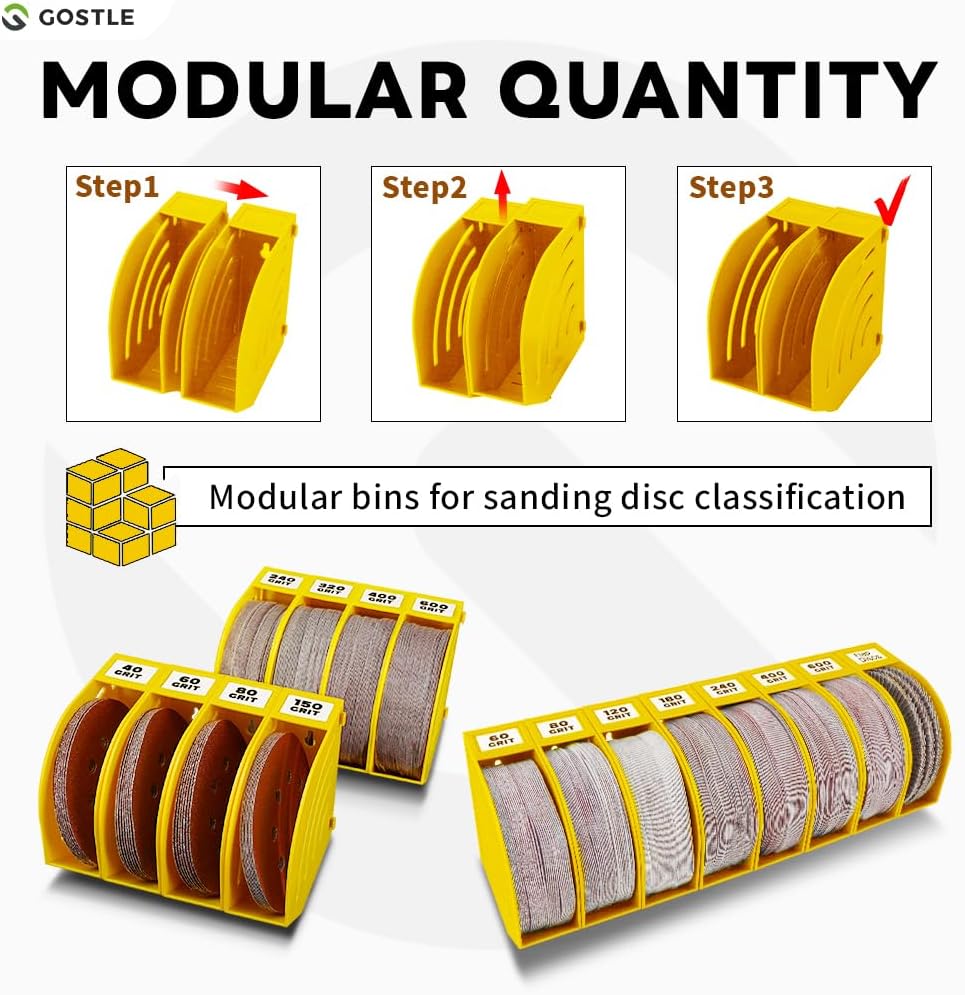 5 Inch Professional Sanding Discs Storage Bins - 8 Bins Set for Efficient Organization, Offset Snap-On Connection, Grit Classification, Space-Saving Design and Versatile Application, Red