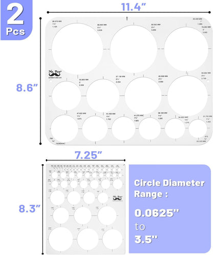 Mr. Pen Circle Templates - Large & Small Sizes, Circle Stencil & Ruler for Drafting & Drawing