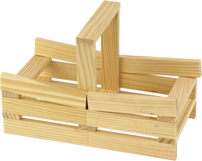 MindWare KEVA Junior Brain Builders Playset, 3D Puzzle Travel Game, 40 Wooden Building Block Challenges