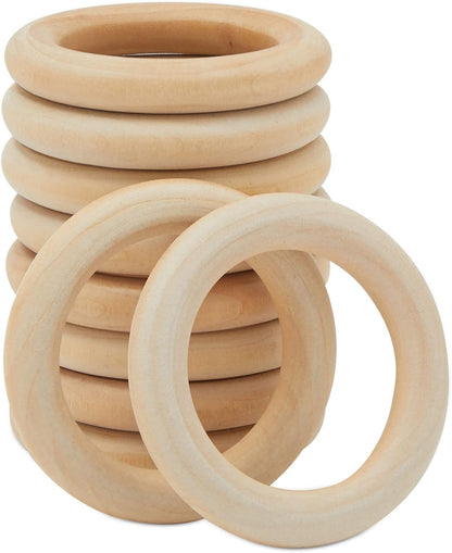 Wooden Rings for Crafts, Macrame, Crochet, Jewelry Making, Natural Unfinished 3 Inch Wood Rings (75mm, 30 Pack)