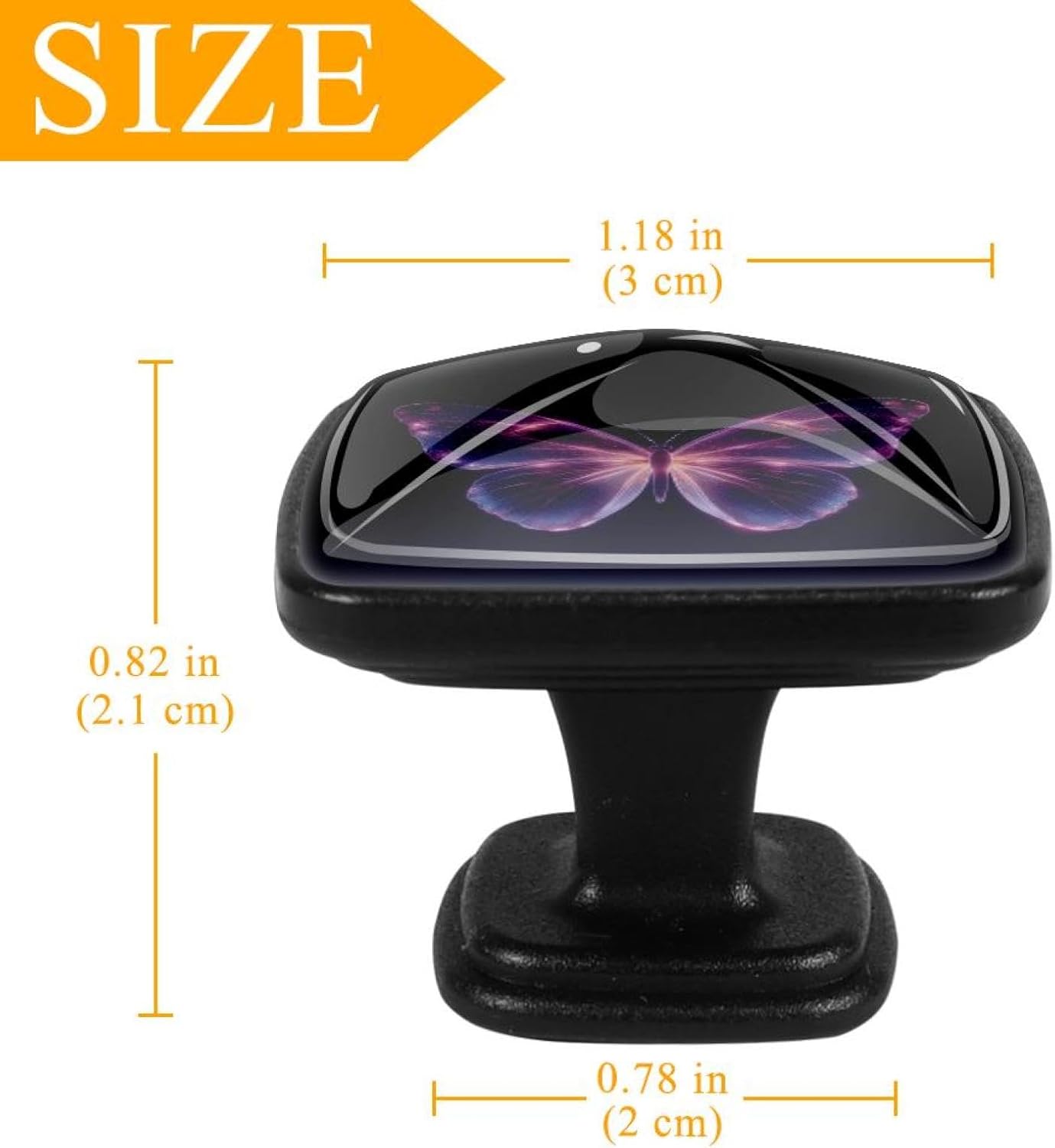 4 Pack Cabinet Knobs Drawer Pulls, 30mm Round ABS Glass Drawer Hardware Growing Purple Butterflies Cabinet Handles with Screws for Dressers Kitchens Cupboard