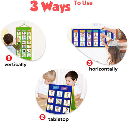 Godery Large Visual Schedule for Kids Chore Reward Chart,Bedtime Routine Chart for Toddlers,Double Side Weekly Planner Board with 109 Cards for Home School Planner,Autism Learning Materials.