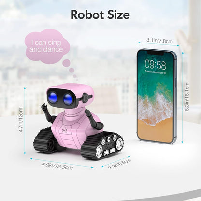 ALLCELE LED RC Robot Toys for Girls with Programming, Music, Demo and LED Function, Remote Control Robot Toy, Gift for Girls 3-8 Years Old Blue Pink