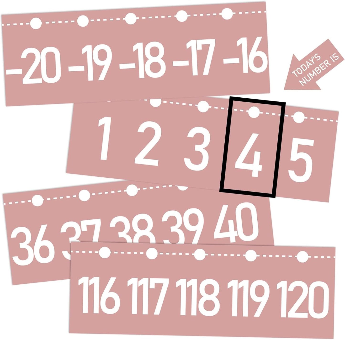 Number Line for Classroom Wall (-20 to +120) Boho Heart Shape Number Bulletin Board for Students Math Learning Boho Bulletin Border Decor Numbers Boarder Strips for Home School