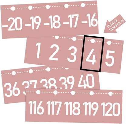 Number Line for Classroom Wall (-20 to +120) Boho Heart Shape Number Bulletin Board for Students Math Learning Boho Bulletin Border Decor Numbers Boarder Strips for Home School