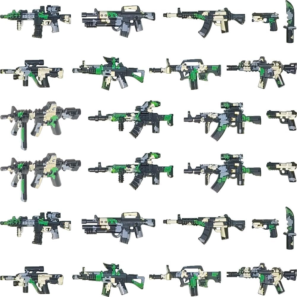 390+ Pcs Military Weapon Pack Building Blocks Toys Army Weapon Set Soldier Gear Set SWAT Accessories Kits, Camouflage Helmet Tactical Vest Shields Gatling, Compatible with Major Minifigure