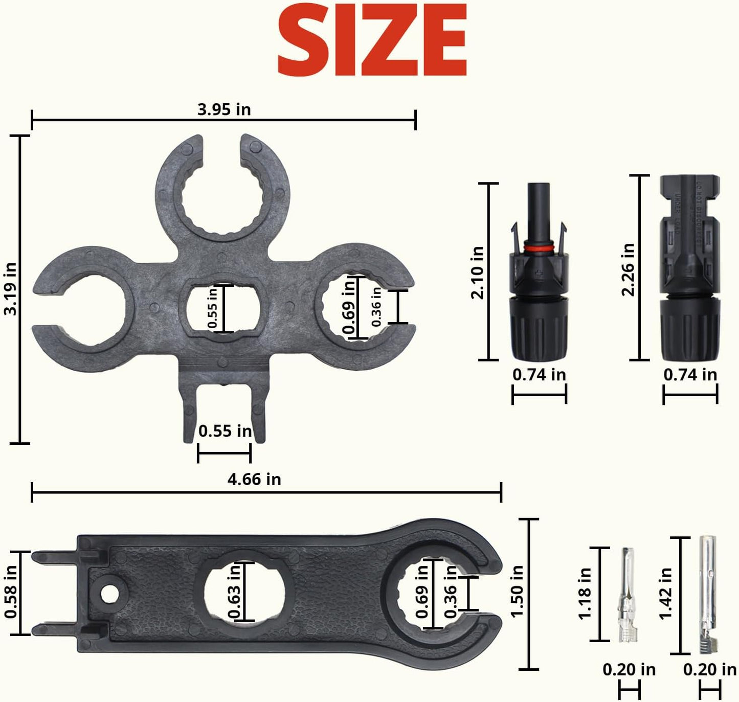 MC-4 Connector kit Solar Cable Connector kit 12 Pairs of Solar connectors and 2 Spanner Wrenches Along with a Wire Crimper Photovoltaic System Connector kit