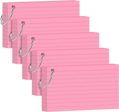 Colored Index Cards 3x5 Inch Heavyweight Flash Cards with Ring Lined Flashcards Note Cards for Studying School Supplies College, 200 Count