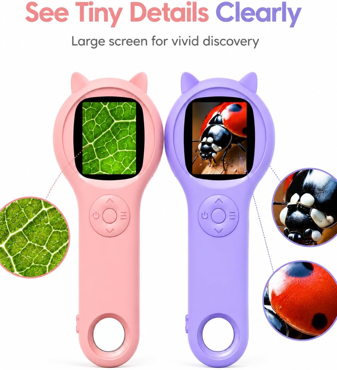 Microscope for Kids - Electronic Handheld Magnifying Glass for Children-STEM Outdoor Science Kit for Summer Travel & Camping Toy,Birthday Gifts Toys for 5-8 9-12 Year Old Girls（Purple）
