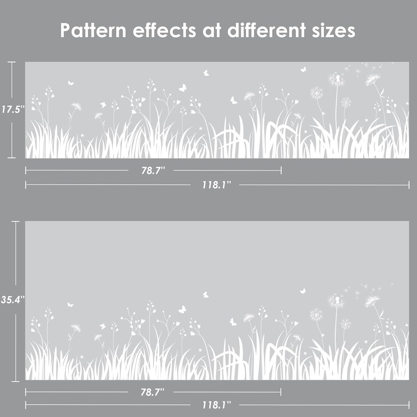 DKTIE Window Privacy Film Flowers Pure White Pattern Stained Glass Window Film Decorative Frosted Glass Window Film Sun Blocking Heat Control Static Cling (A274, 17.5" x 78.7")