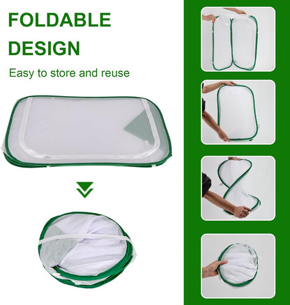 Butterfly & Insect Habitat Cage 24" x 24" x 36", Extra Large Butterfly Enclosure with Poop Tray for Easy to Clean, Pop-up Caterpillars Mesh Cage Terrarium with Sunshade Top for Outdoor.