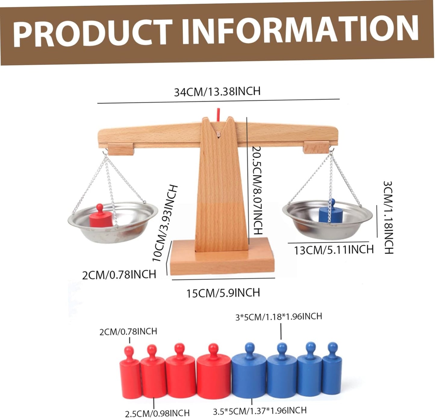 Balance Scale Toy, Balance Scale for Kids, Wooden Colorful Teaching Interactive Math Toy for Classroom Project Aids