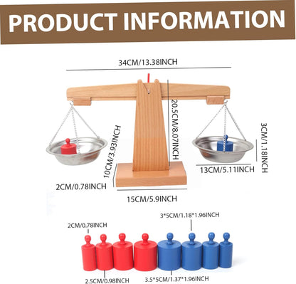 Balance Scale Toy, Balance Scale for Kids, Wooden Colorful Teaching Interactive Math Toy for Classroom Project Aids