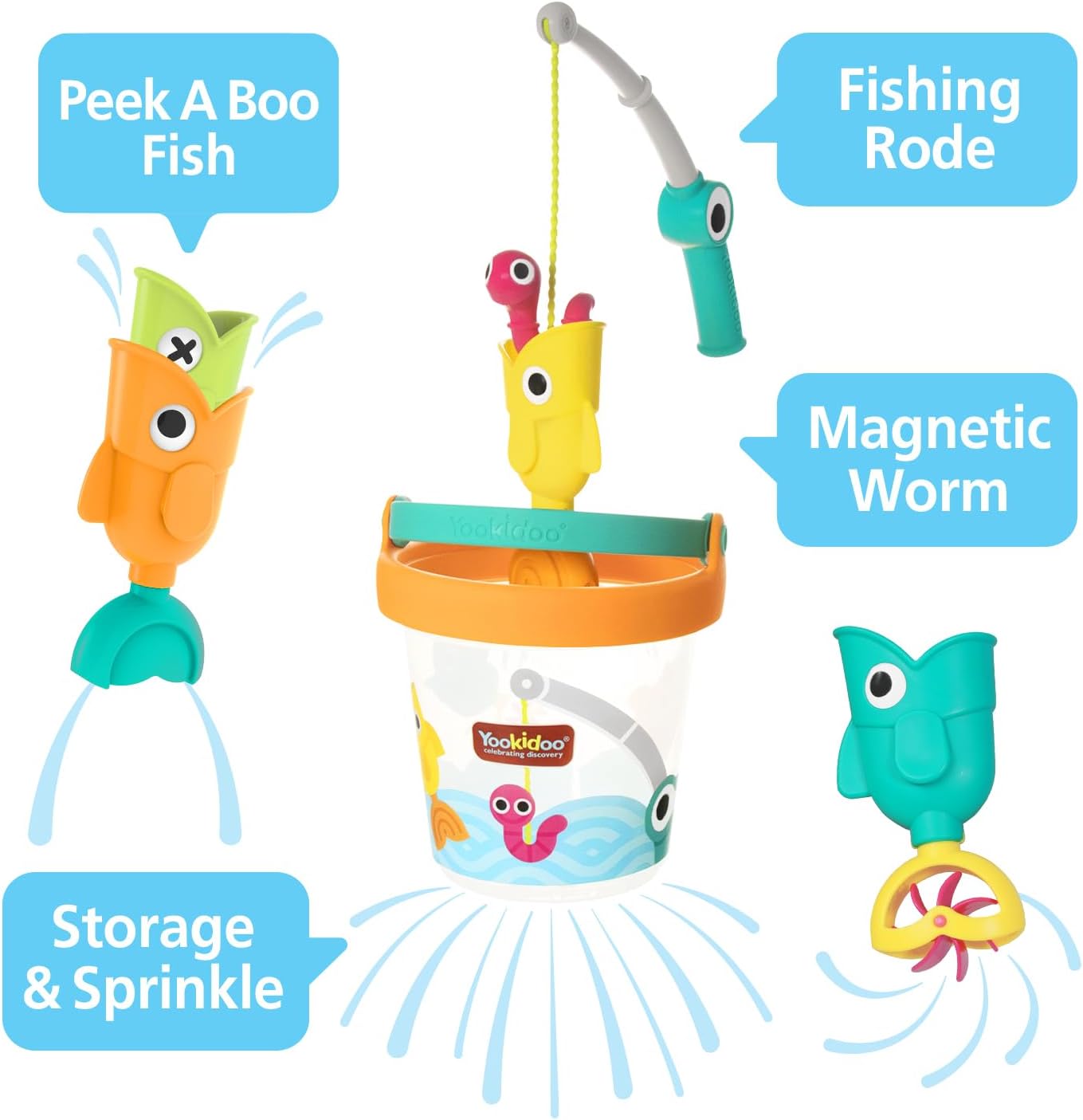 Yookidoo Ice Cream Bucket - Baby Bath Toys Scoop 'N' Splash Set with Floating Cups and Ice Cream Scooper - Water Toys for Toddlers Bathtime Fun
