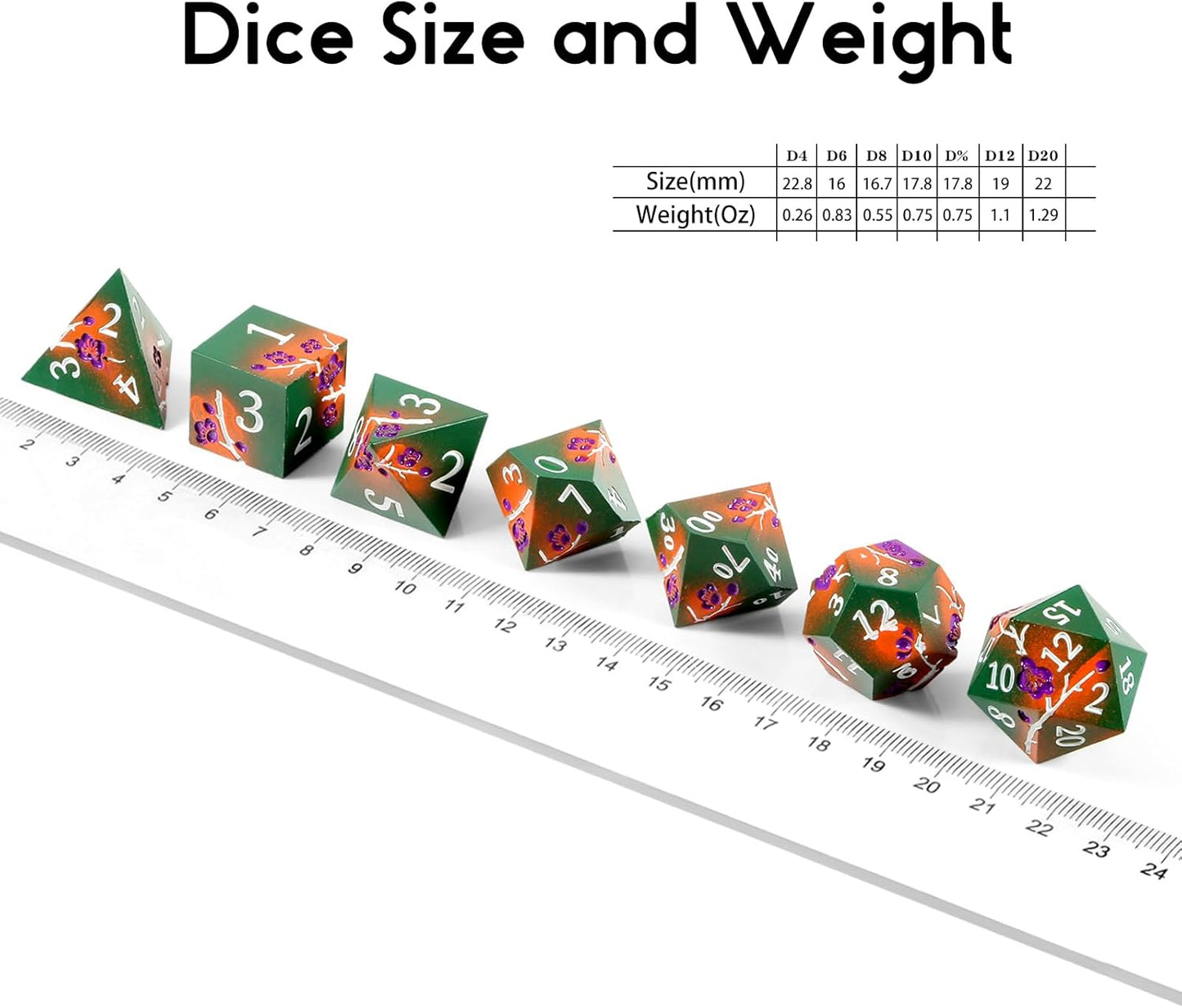 DnDnD Heavy Polyhedral Metal Dice Set with Metal Box, 7-die Shiny Blue Surface with Golden Number for RPG,Dungeons and Dragons,Pathfinder,Shadowrun,D&D,Role Palying Game and Math Teaching - Colors B