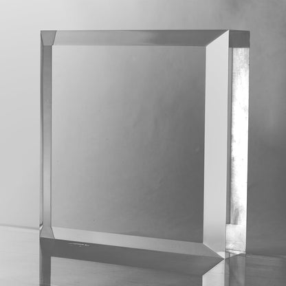 CiaoHER 2in Thickness Beveled Solid Acrylic Display Block Clear Polished Pedestal Stand Riser Solid Base (10x10)