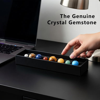 Runyangshi Nine Planets Solar System Model Crystal Ball - Natural Crystal Gemstone Marble Space Home Desk Decoration - Creative Gifts