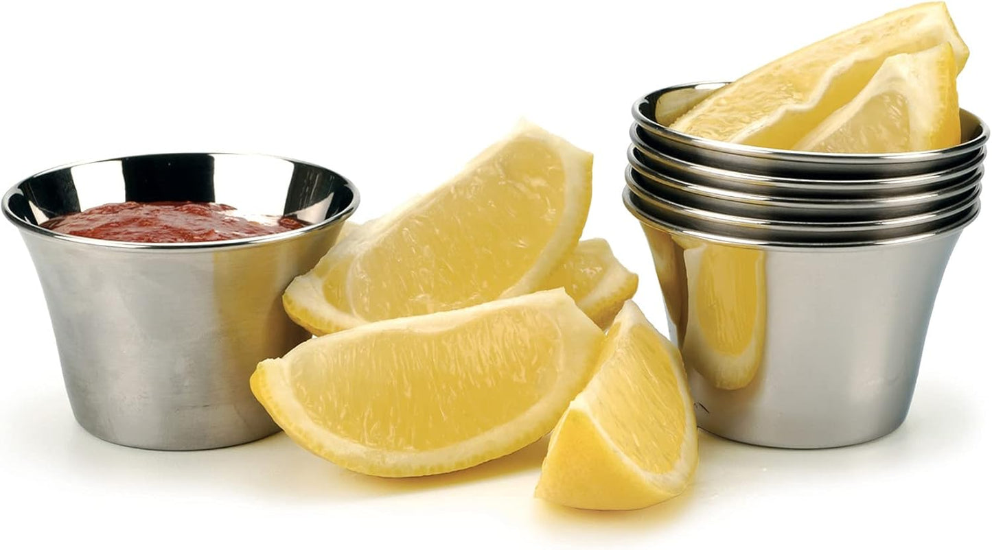RSVP International Kitchen Prep Bowl Collection, Stainless Steel, Dishwasher Safe, Cup & Lid, 4 Piece, 3-ounce