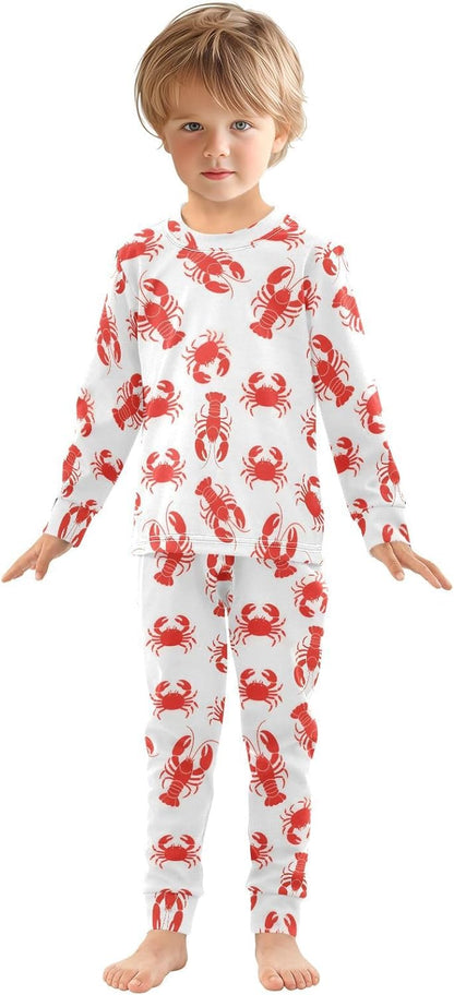 ALAZA Shark Starfish Palm Tree 2 Piece Pajama Set Long Sleeve Top and Pants Sleepwear Unisex - Colors B