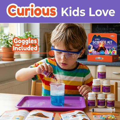 Benben 155 Experiments, Science Kit for Kids Ages 6 7 8 9 10 11 12 13 14, Earth Chemistry Physics Set, Volcano STEM Educational Toy, Birthday Gift for Boys Girls