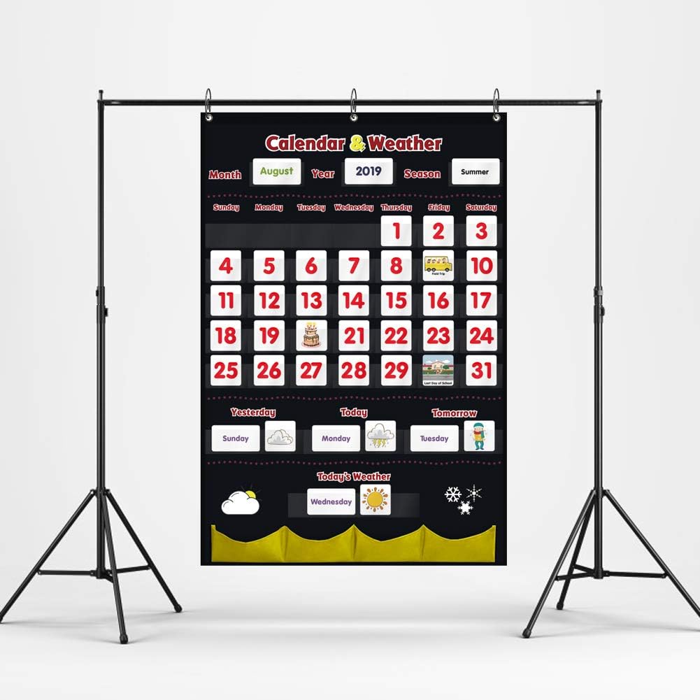 Godery Calendar and Weather Pocket Chart, Classroom Organized Chart, 149 Pieces