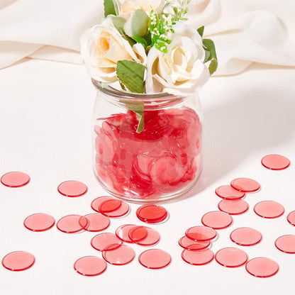 200Pcs Counting Chips Red Chip Markers Small Plastic 18.5mm Flat Round Transparent Clear Mosaic Tiles Large Group Counter Item Chip Marker for School Classroom Math Counters Family Activities