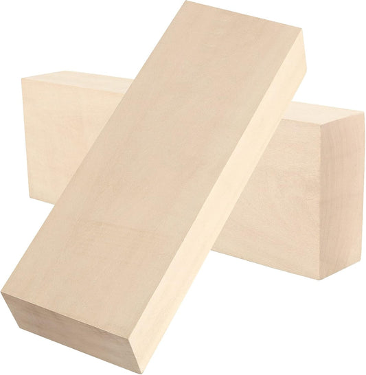 JAPCHET 2 Packs 10 x 3.5 x 1.7 Inch Basswood Blocks, Natural Unfinished Blocks for Carving, Crafting and Whittling