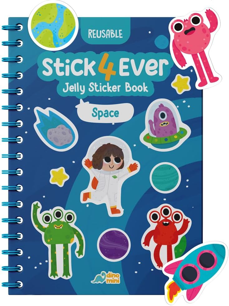 Stick4Ever Jelly Sticker Book - for Kids - Waterproof, Easy to Clean Reusable Sticker Book for Toddlers- Reusable Road Trip Activities for Kids - Stocking Stuffers for Toddlers (Wonderland)