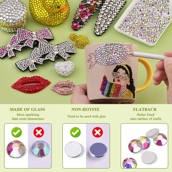 5000PCS SS6/2mm Glass Crystal Rhinestones (Clear), Bedazzling Flatback Rhinestones for Crafting DIY Crafts Nail Art Makeup Decoration, Gems Diamond Charms for Tumbler Shoes Clothing Mug