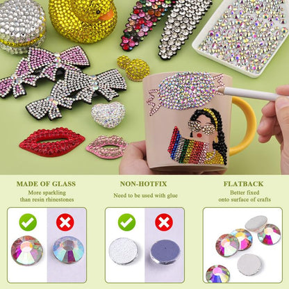 5000PCS SS6/2mm Glass Crystal Rhinestones (Clear), Bedazzling Flatback Rhinestones for Crafting DIY Crafts Nail Art Makeup Decoration, Gems Diamond Charms for Tumbler Shoes Clothing Mug