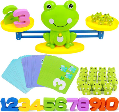 CozyBomB™ Homeschool Kindergarten Frog Scale Cards Balance Board Game - Preschool Math Learning Stem Montessori Toys Educational Gifts for Boy Girl Ages 3 4 5 6 Year Old Birthdays Christmas Holidays