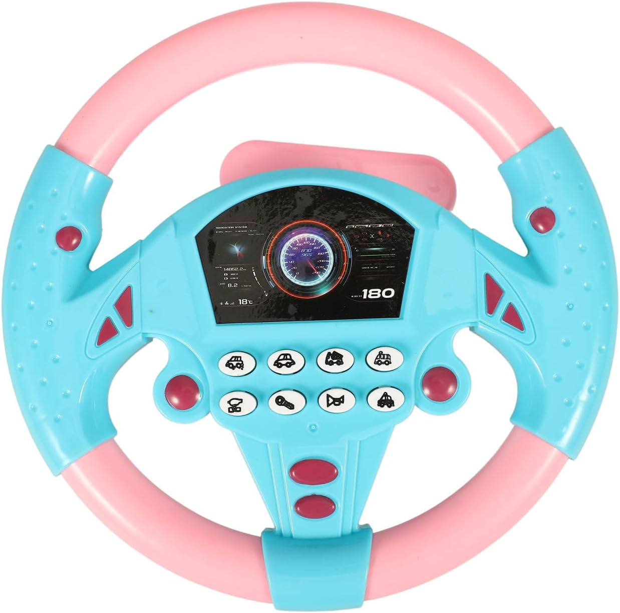 TOYANDON Kids Steering Wheel - Toddler Steering Wheel Toy, Simulated Driving Racing Car Game Controller, Pretend Driving Toy with Light and Music Electric Sounding Effects for Boys Girls (No Battery)