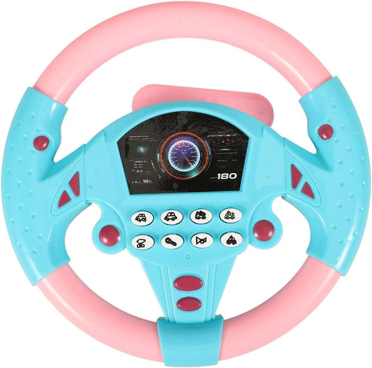 TOYANDON Kids Steering Wheel - Toddler Steering Wheel Toy, Simulated Driving Racing Car Game Controller, Pretend Driving Toy with Light and Music Electric Sounding Effects for Boys Girls (No Battery)