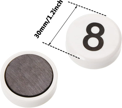 Tupalizy Round 0-9 Number Refrigerator Magnets Fridge Whiteboard Magnetic Pins Stickers Kitchen Home Office School Crafts, 10PCS (White)