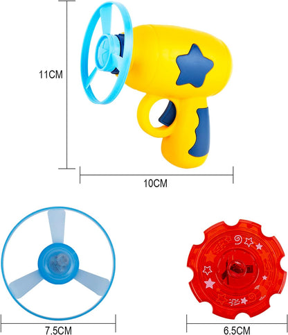 Berry President Flying Saucer Toy, Flying Disc Launch Playset with Rotating Flash Light, Indoor Outdoor Twist Shoot Toy for Kids Aged 3 Years Old & Up (Yellow)