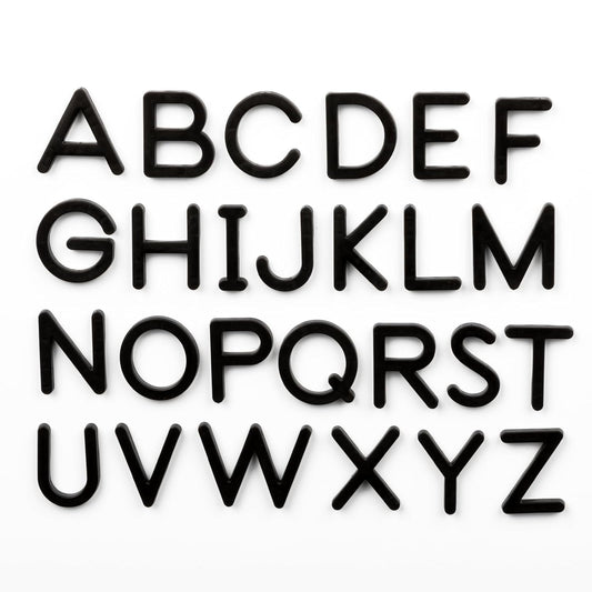 Really Good Stuff Uppercase Magnetic Black Plastic Letters - Set of 57 - Learn Reading & Writing