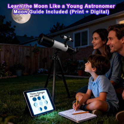 Telescope for Kids 60mm 90x Magnification with Sturdy Tripod, 2 Eyepieces & Finder Scope, 360mm Tube, STEM Astronomy Educational Gift for Boys & Girls 6-12