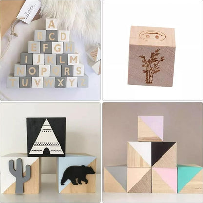 Wood Blocks for Crafts, Unfinished Wood Cubes, 2 Inch Natural Wooden Blocks, Pack of 8 Wood Square Blocks, Wooden Cubes for Arts and Crafts and DIY Projects