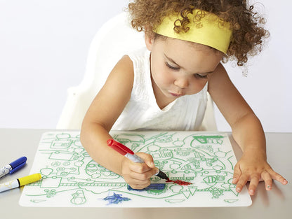 Modern-Twist 100% Plastic Free Silicone Waterproof, Dishwasher Safe Doodle Mat, Single Mat, Alphabet Animals