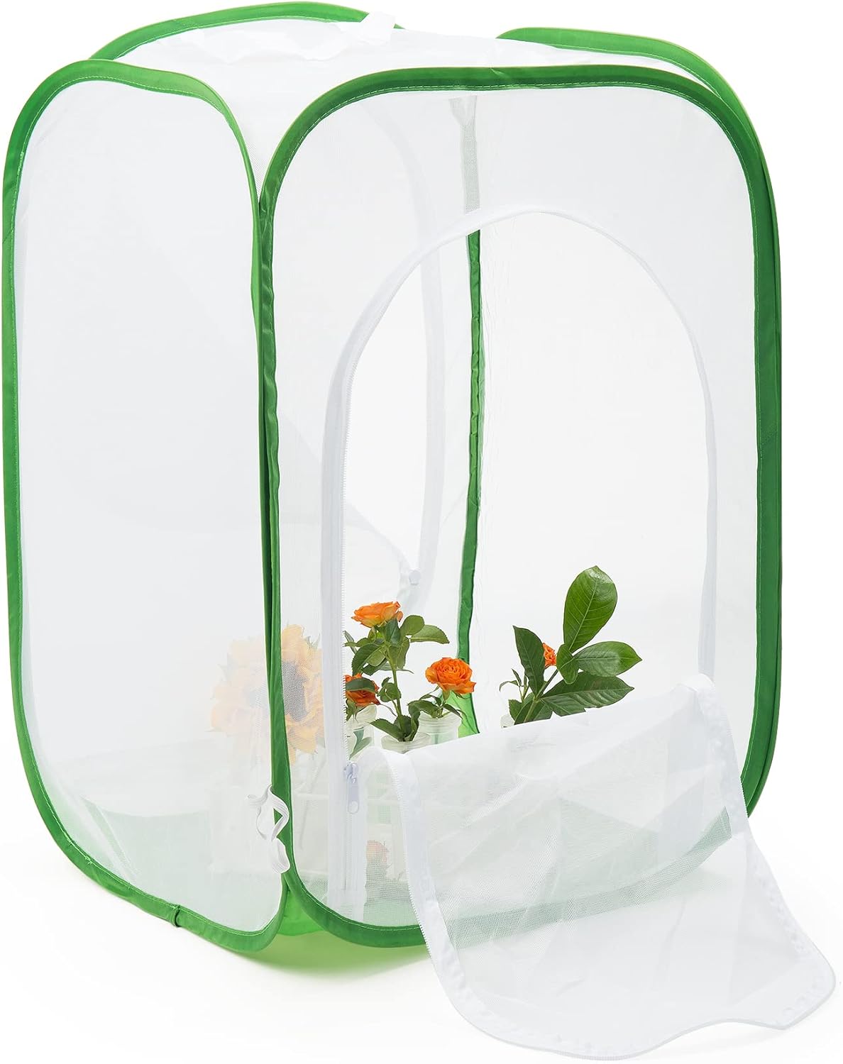 Two Doors Monarch Butterfly Habitat, Insect Mesh Cage, Caterpillar Enclosure Terrarium Pop-up (15.7 X 15.7 X 24 Inches)