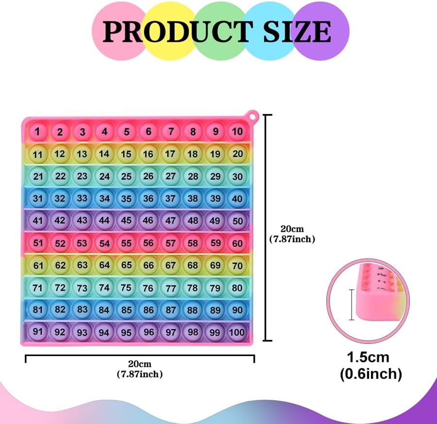 Multiplication Game Table Digital Multiplication Board Game, Addition and Multiplication in One, Rainbow Dimple Fingertip Toy, Create Stress-Relieving Math Manipulation (1 Piece)